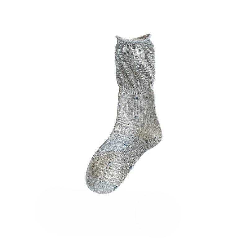 Autumn Bubble Mouth Pile Socks, Floral Loose Mouth Women's Mid-calf Socks and Long Socks