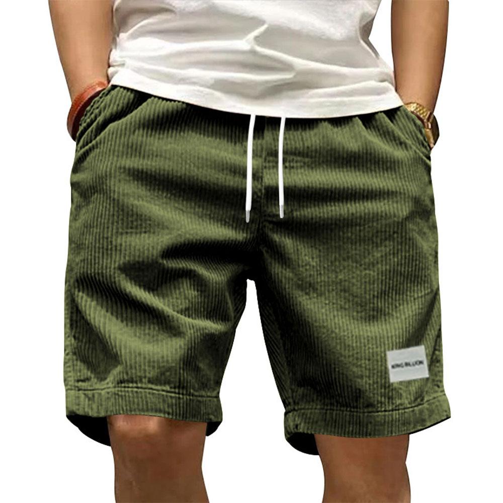 Men's Corduroy Drawstring Shorts - Elastic Waist Casual Loose Fit Multi-Color Summer Beach Everyday Streetwear