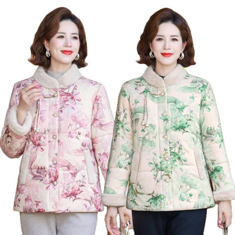 Fleece and Thickened Winter Cotton-padded Jacket, New Medium and Old Buckle Cotton-padded Jacket, Chinese Thermal Cotton-padded Jacket for Women