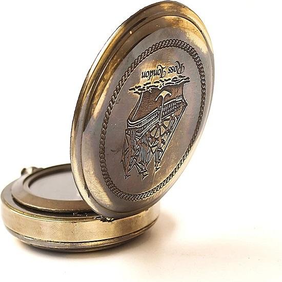 Nautical Ross London Brass Round Pocket Compass Marine Navigational Royal Device Gift Item