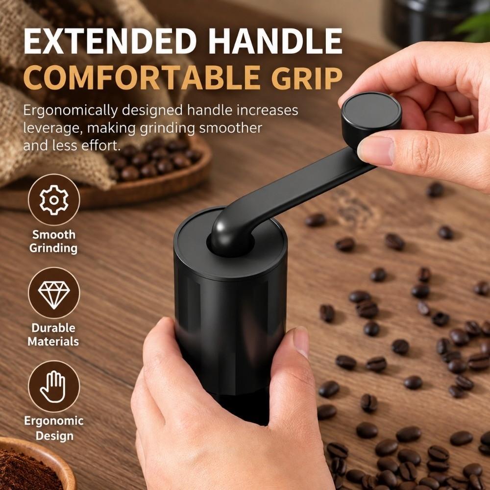 Ceramic Burr Manual Coffee Grinder Hand Crank Portable Adjustable Grinder Feeding Tube