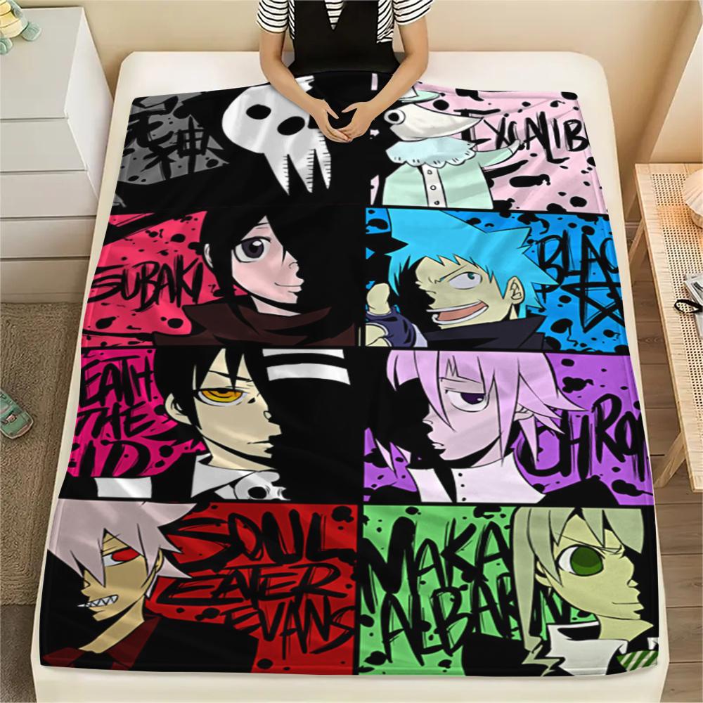 1PC Soul Eater Print Flannel Blanket, High quality Comfortable for All Seasons, Home Decor, Warmth and Comfort, Perfect for Christmas Gifts173