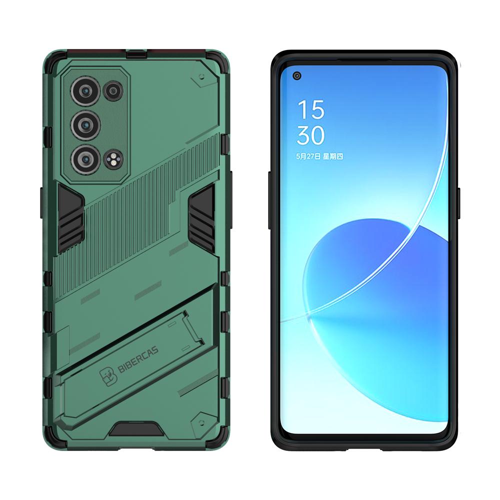 Shockproof Hard Case for OPPO Reno 6 Pro Plus Reno6 Z 5G Reno 6Z Punk Style Back Cover Casing with Kickstand