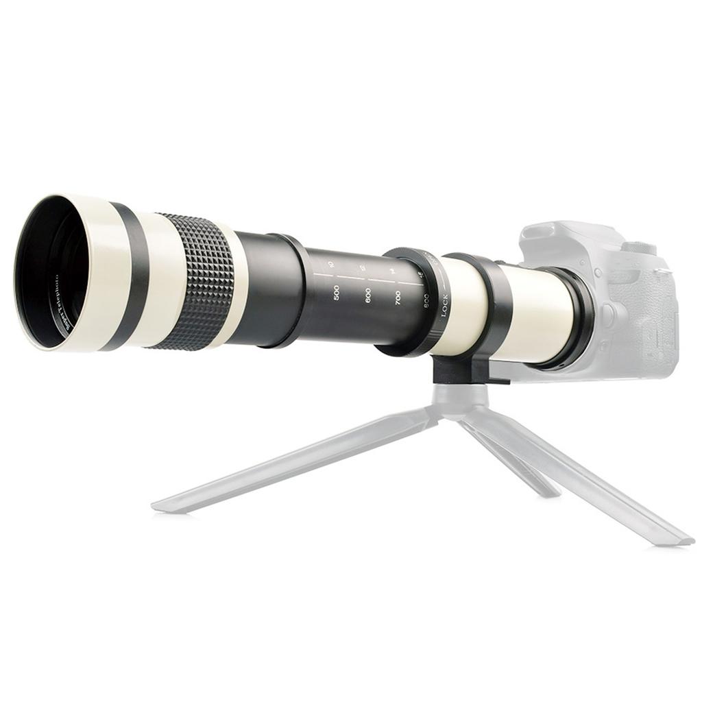 White 420800mm Aperture F 8.316 Full Manual Focusing Telescope Zoom Telephoto Lens for EF‑S Mount Camera