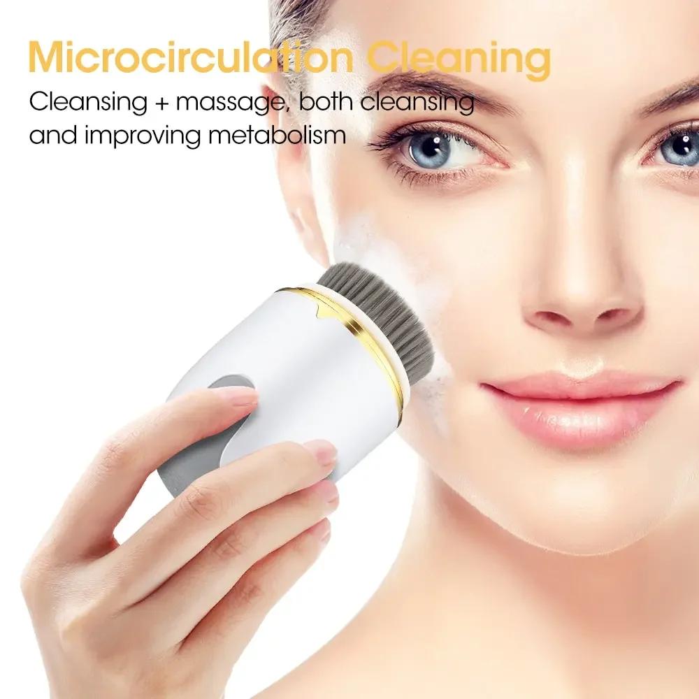 3 in 1 Facia Cleansing Brush Massager Deep Electric Vibration Cleansing Brush Pore Blackhead Remover SkinCare Exfoliating Beauty