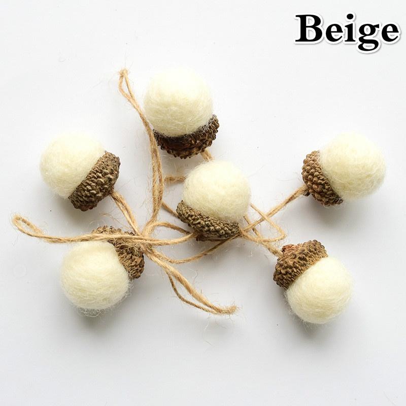 6pcs/set Wool Felt Pine Cone Acorn Pendant Christmas Ornament DIY Craft