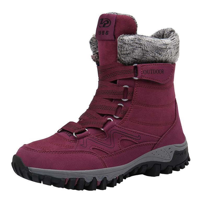 Men's Hiking Boots Waterproof Suede Hiking Sneakers for Men Women Plush Warm Comfortable High Top Anti-slip Hiking Shoes
