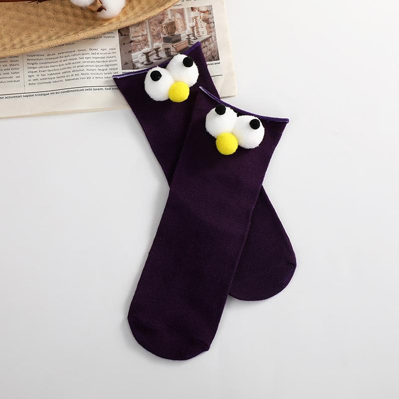 5 Paires Chaussettes Montantes 3D Stéréo Gros Yeux Couleur Bonbon