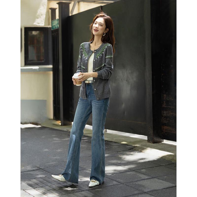 Women's Vintage Jacquard Wool Blend Sweater