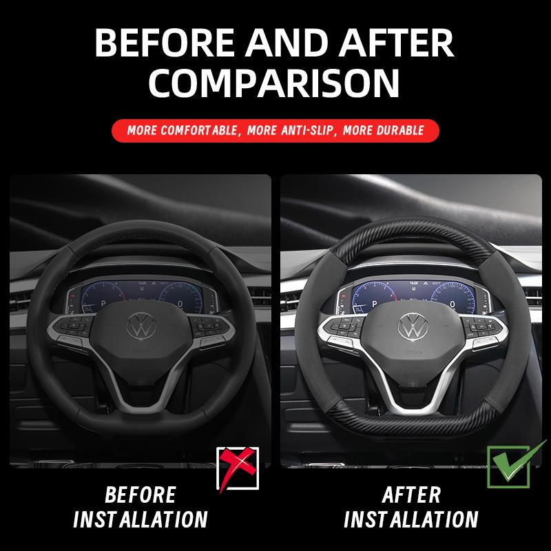 AABGI1 Suitable for Volkswagen Suede Matte Carbon Fiber Texture Steering Wheel Cover Suitable for Polo Golf 5 6 7 up Gol Volante Scirocco Passat