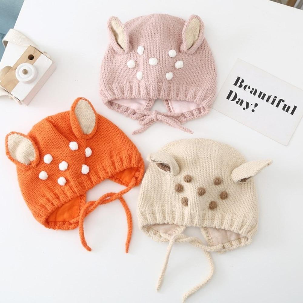 Ear Protection Baby Hat Plush Baby Beanie Cap Cute Deer Knitted Cap Photo Props