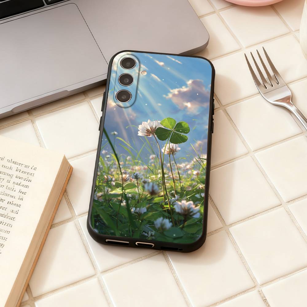 Lucky Four-Leaf Clover Phone Case For Samsung Galaxy A73,A72,A71,A70,A53,A52,A51,Others Soft Black Shell