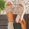 Summer new large-size women's thick-bottomed fish mouth with hemp rope colored wedge slippers