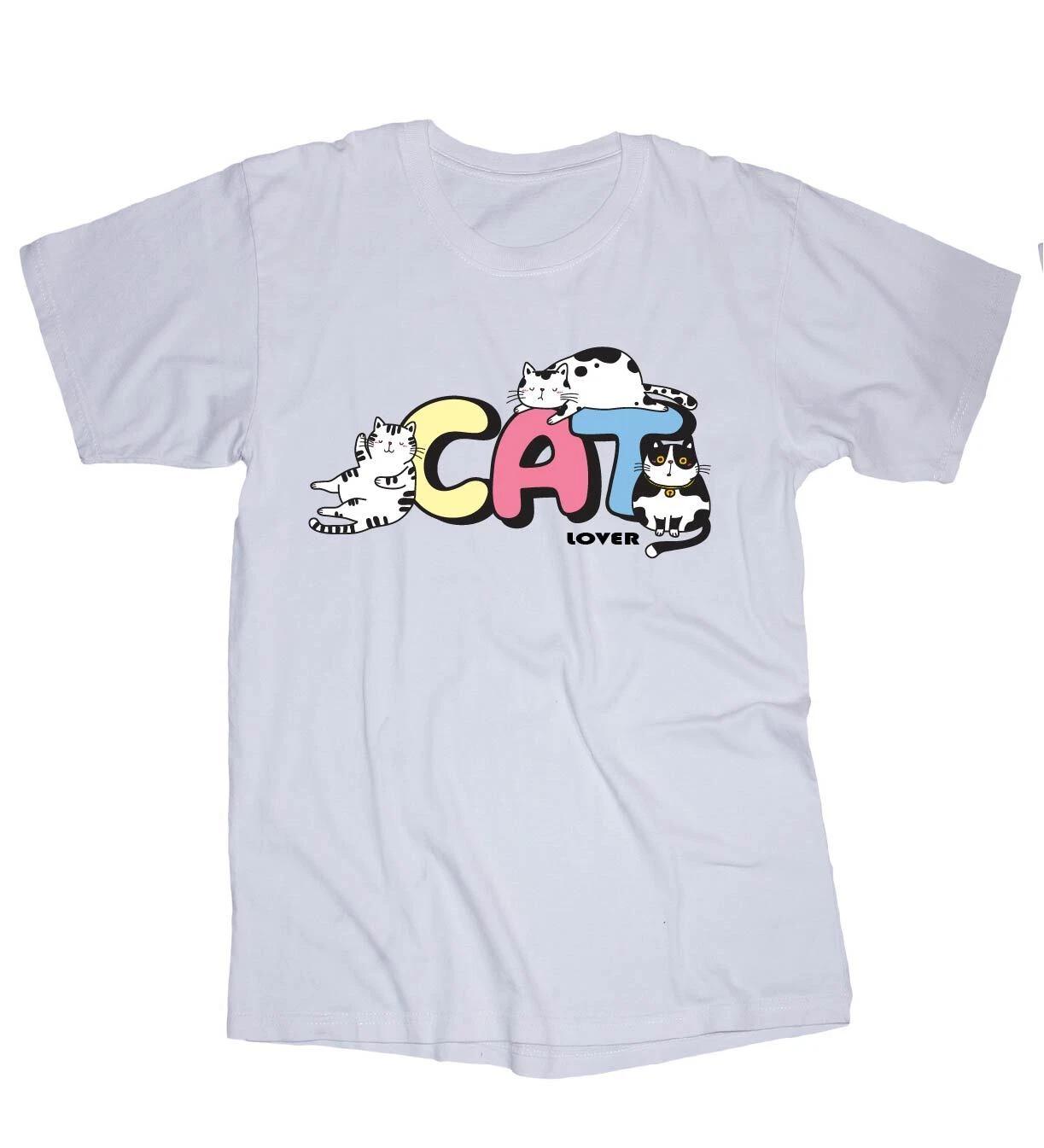 Cat T-shirt white CAT Lover Kitten shirt XL