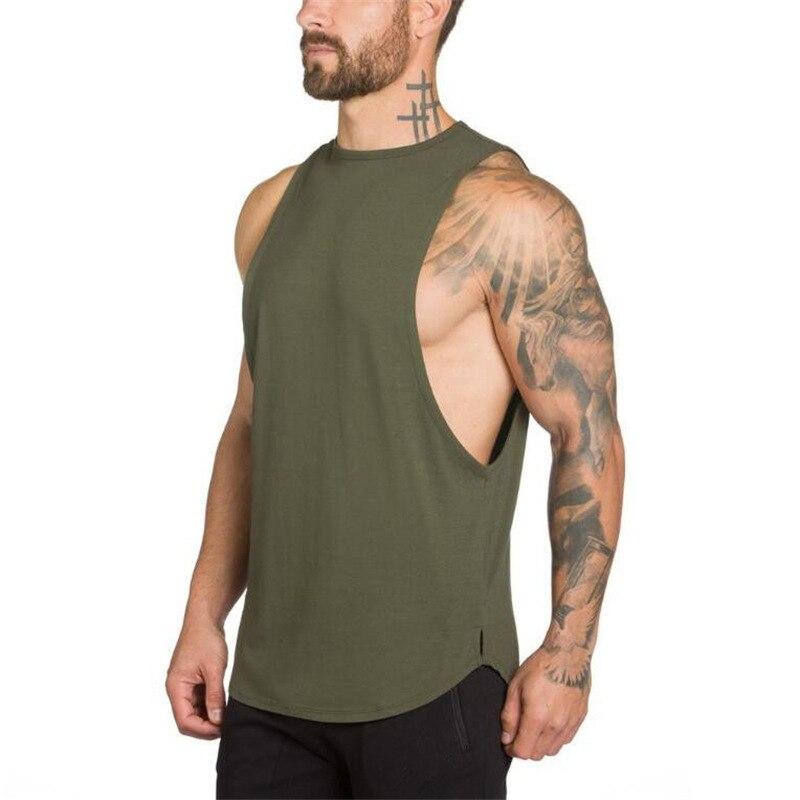 6687 Blank Mesh Slim Fitness Vest Men's European and American Arc Hem Sports GYM Bottoming Breathable Quick-drying Shoulder