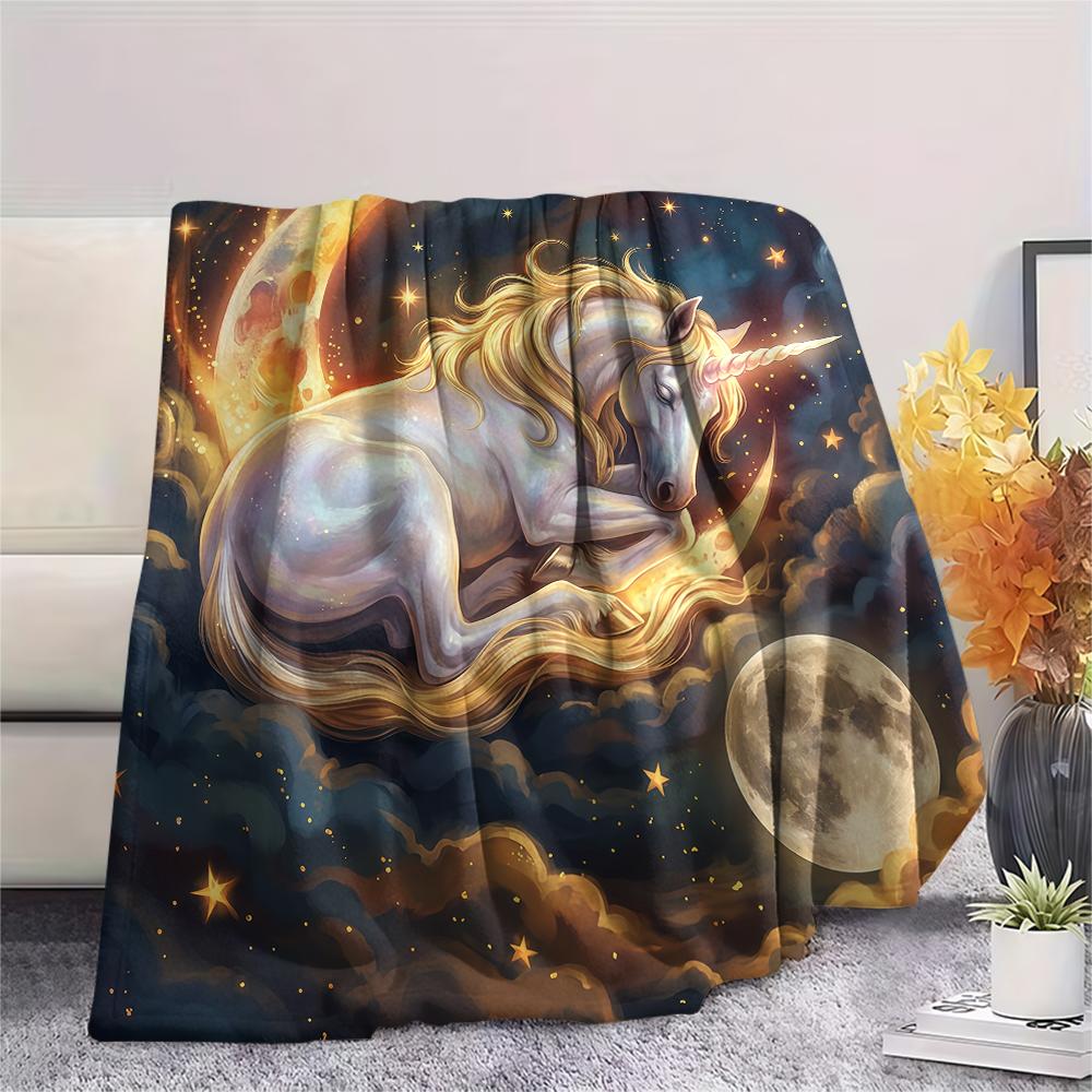 Animals Sleeping Clouds Moon Print Flannel Blanket,High Quality Comfortable for All Seasons,Home Decor,Warmth and Comfort,Perfect for Christmas Gifts