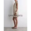 CS Summer New Product Women's Clothes Single Row Multi-Buckle V Neck Sleeveless Standard Linen Blend Dress 1283658