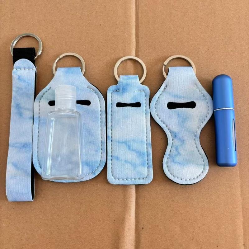 6pcs/set Travel Bottle Chapstick Lanyard Keychain Holders with Lipstick Holder Reusable Lip Balm Pouch Protective Cases