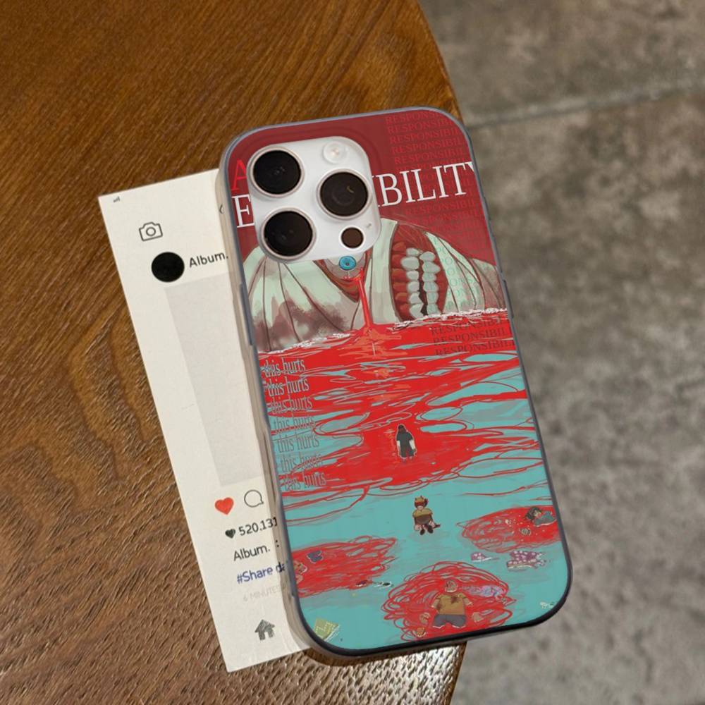 Popular Game Anime M-Mouthwashing For IPhone 17 16 15 Plus Pro Max 12 14 Plus 11 13 Wave Corrugated Stripe Funda Phone Cover