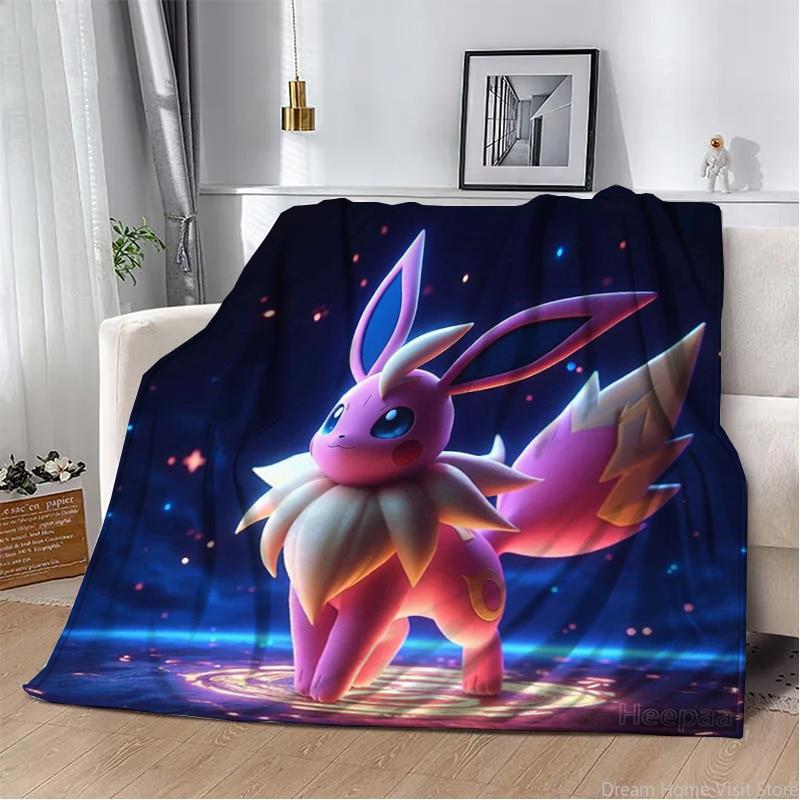 Japan Anime Pokemon Cartoon Eevee Soft Blankets,Warm Throw Blanket Comfortable Blanket for Picnic Beds Sofa Home Bedroom Kids