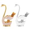 Coffee Dessert Spoon Set European Style Elegant Swan Fruit Scoop  Holder Decorative Tableware