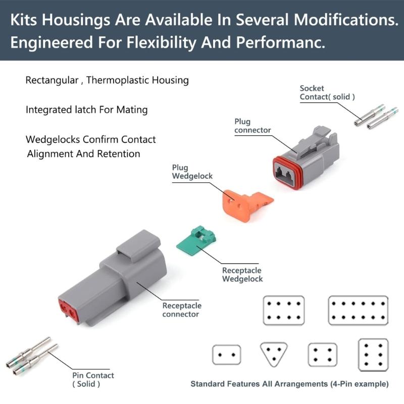 Deutsch Connector Kit DTP 2P 3P 4P 6P 8P 12P and Crimper Automobile Electrical Connectors(14-20AWG)
