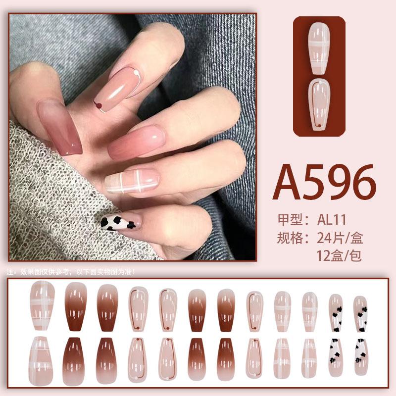 Winter fresh and simple pure lust style bride dance wear nails rainbow love rose fake nails