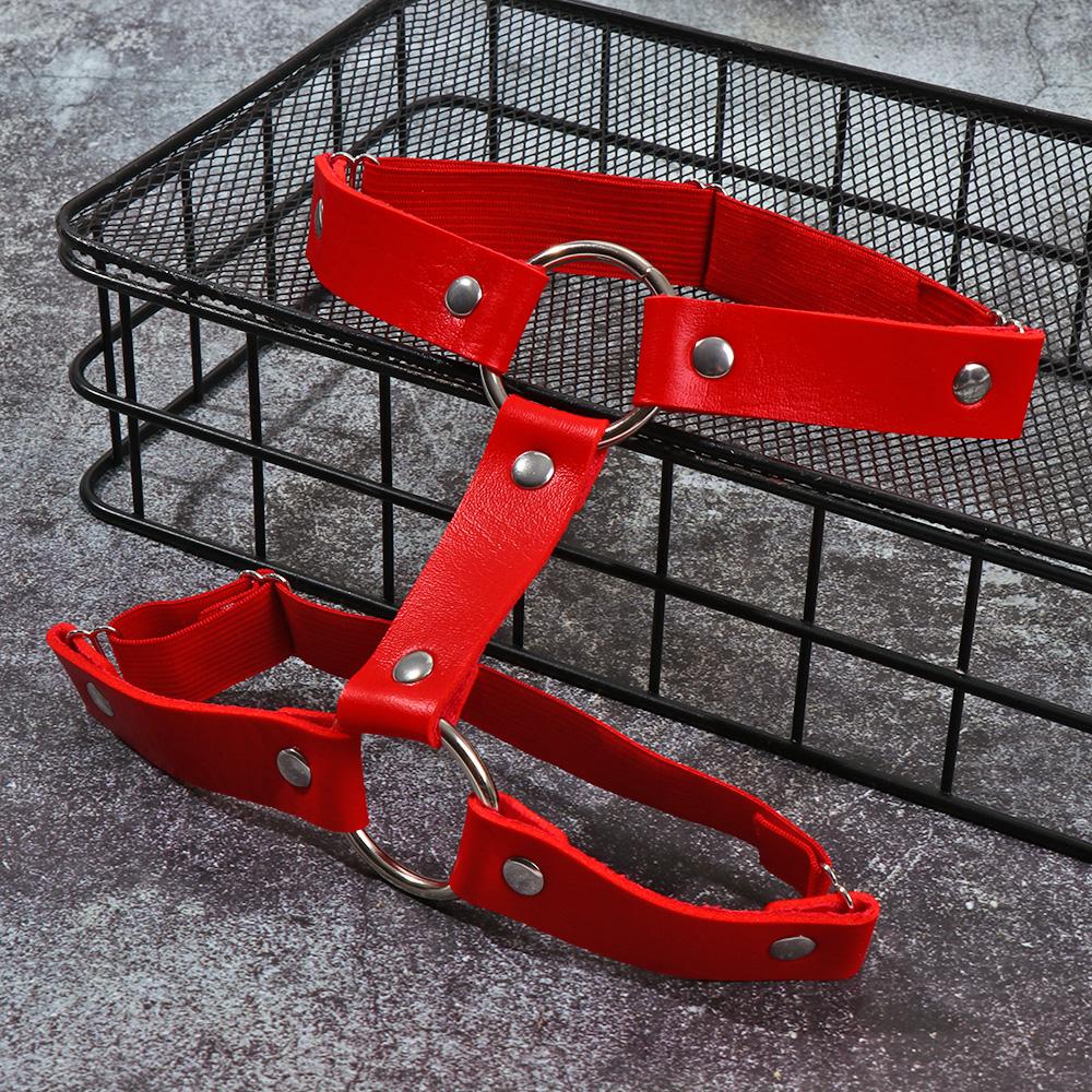 2 Rows Leather Punk Gothic Garters Thigh Ring Leg Harness Garter Belt