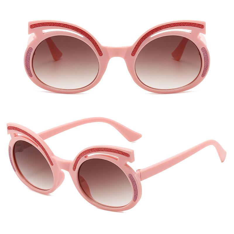Cute Boys and Girls Eyebrow Shape Round Sunglasses Shiny Frame Anti‑UV Fashion Children Outdoor Party Sun Glasses