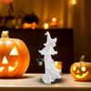 LED Witch Lantern Ornament Halloween Faceless Ghost Sculpture Holding Lantern Vintage Resin Witch Statue for Yard Patio Lawn Decor