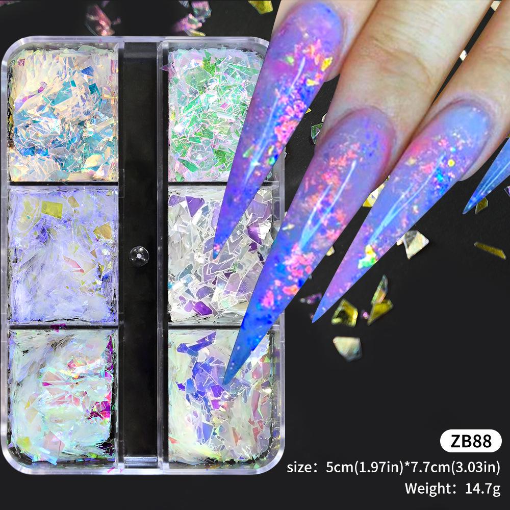 

12-ячеечные поляризованные переливающиеся парчовые блестки для нейл-арта