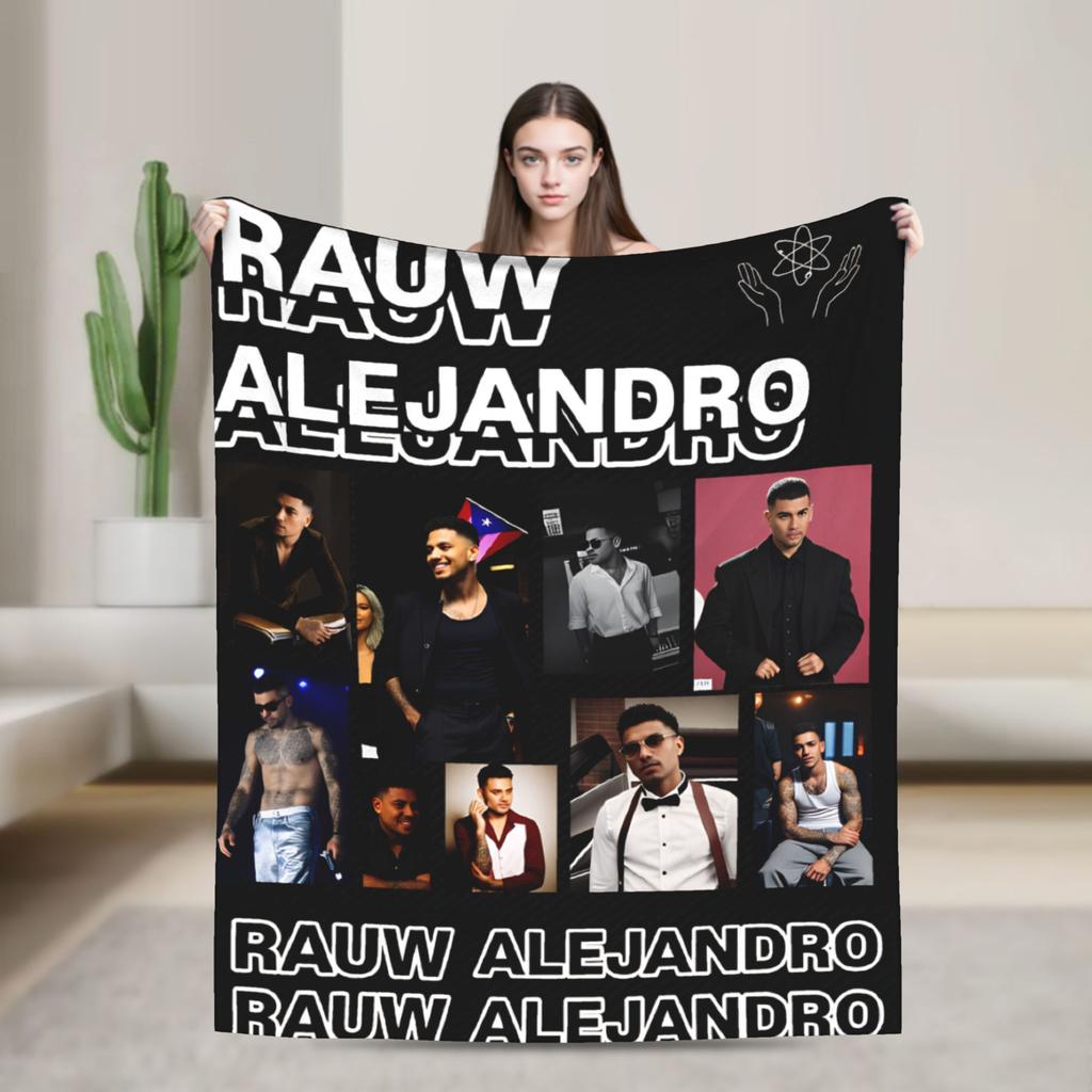 Soft Warm Blanket Travel Office Rauw Alejandro Singer Rapper Throw Blanket Flannel Bedspread For Couch Chair Sofa Bed Sofa Bed