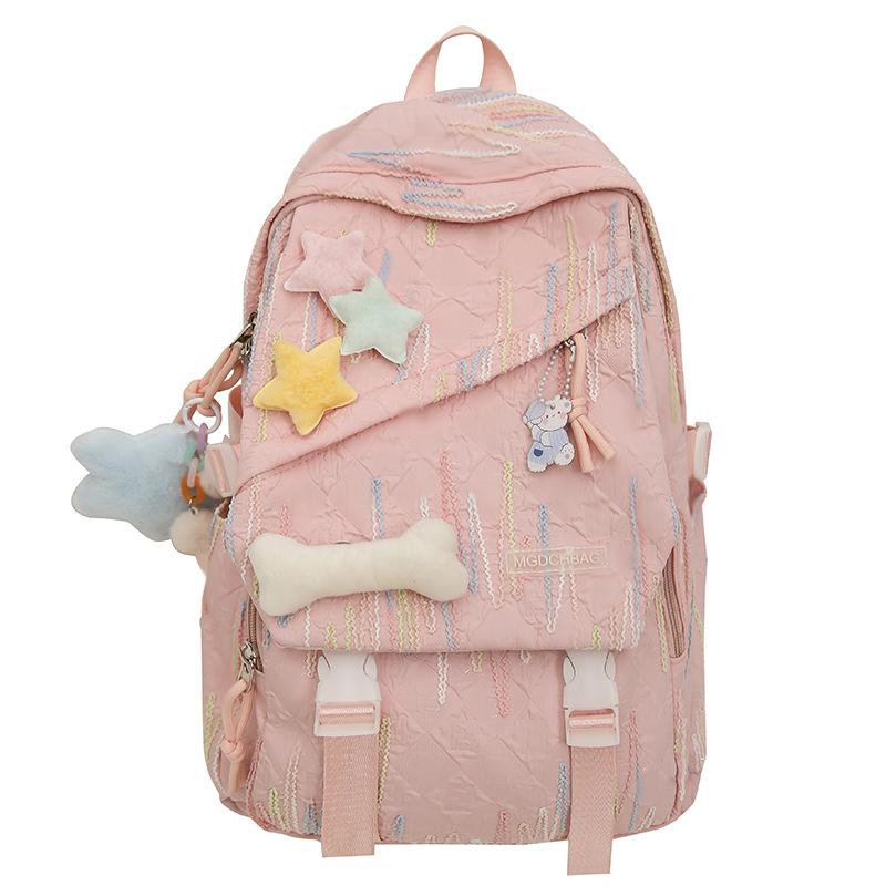Schoolbags for Children Elementary School Students  Girls with High Looks  Ins Splicing Junior High School Students with High School Backpacks