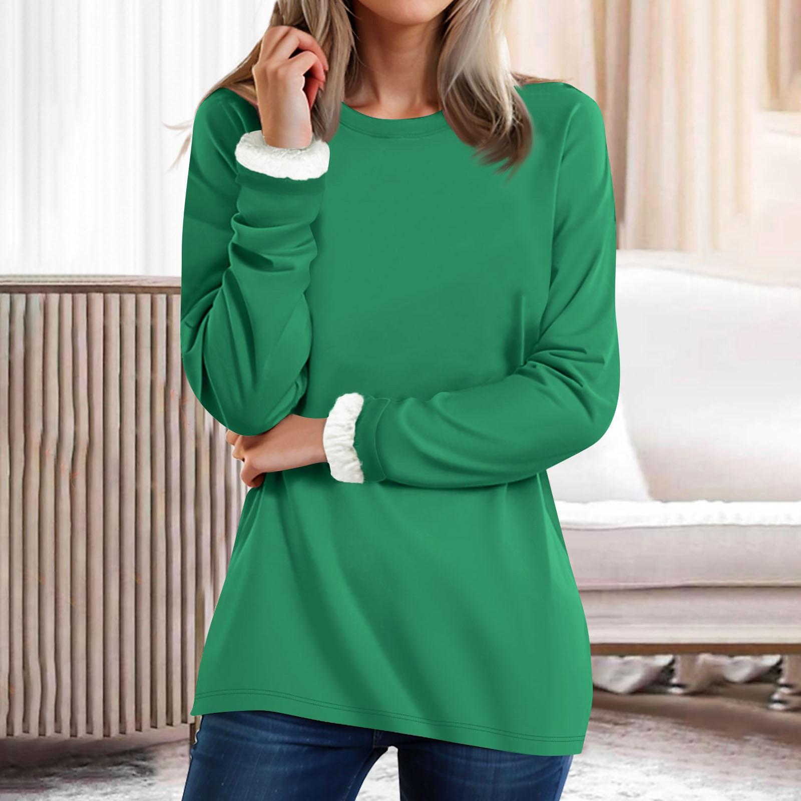 

Женский топ с круглым вырезом, однотонный утепленный плюшевый кашемировый теплый длинный топ XXXXL