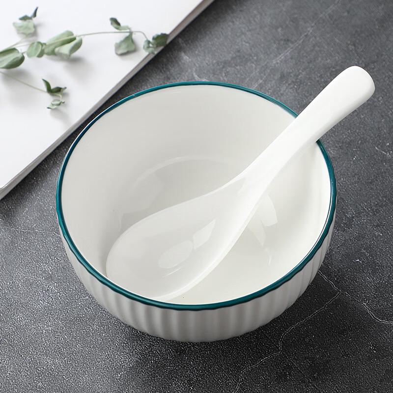 Ruhan Pure White Non-Porous Ceramic Soup Spoon