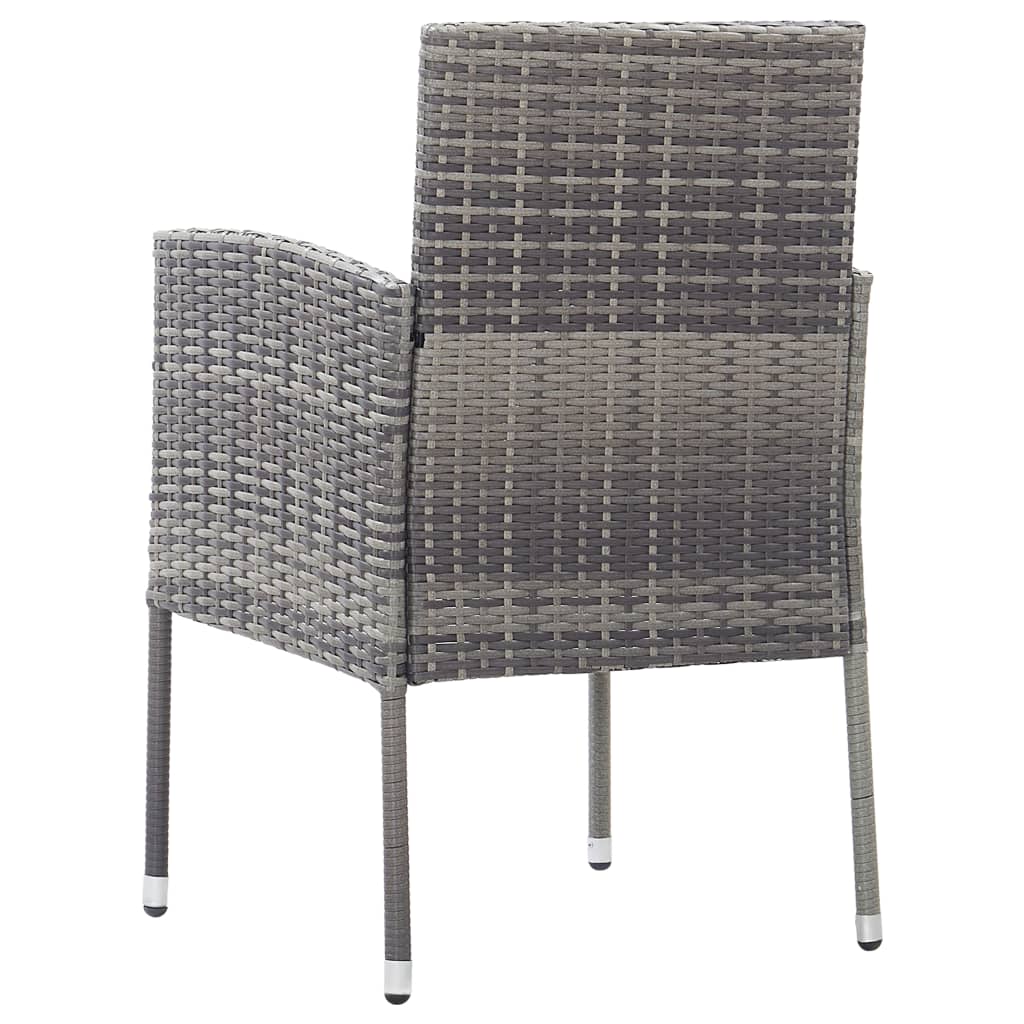 Garden Chairs with Cushions in Dark Grey 2 pcs. Grey Poly Rattan
