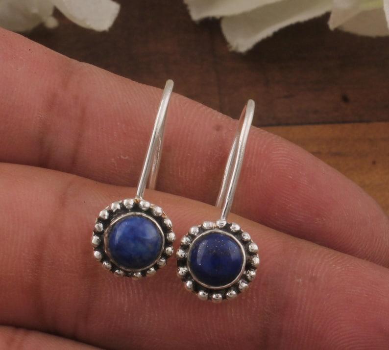 Lapis Lazuli Women Drops Earring Handmade Designer Earring Gift For Her Silver Jewelry Minimalist Earring 925 Silver Earring