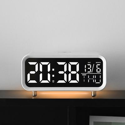 Station de charge sans fil LED Horloge Multifonction Lampe de nuit Horloge Simple Horloge d'alarme d'hôtel Charge sans fil