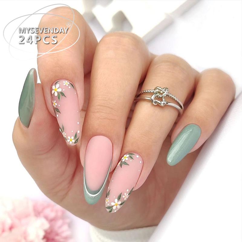 

24-Piece French Manicure False Nails – Wearable Art Design Glue Version