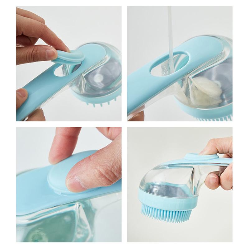 Cepillo de champú de mango largo Cepillo de baño Cepillo de masaje del cuero cabelludo Peine de presión para dispensar Peine de exfoliación corporal Herramientas de peinado de peluquería