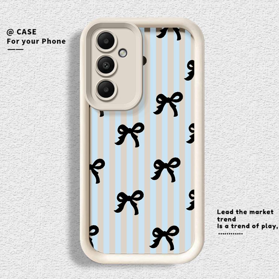 

Phone Cover Case for Samsung Galaxy A15 A16 A71 A72 A53 A54 A26 A32 A12 A13 A35 A36 A34 A56 A23 A51 A73 Fashion Striped Bow Galaxy A52s 5G