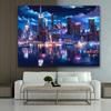 Vibrant New York Night Scene Background Cloth -1 polyester fiber flag, bright colors, detailed urban landscape