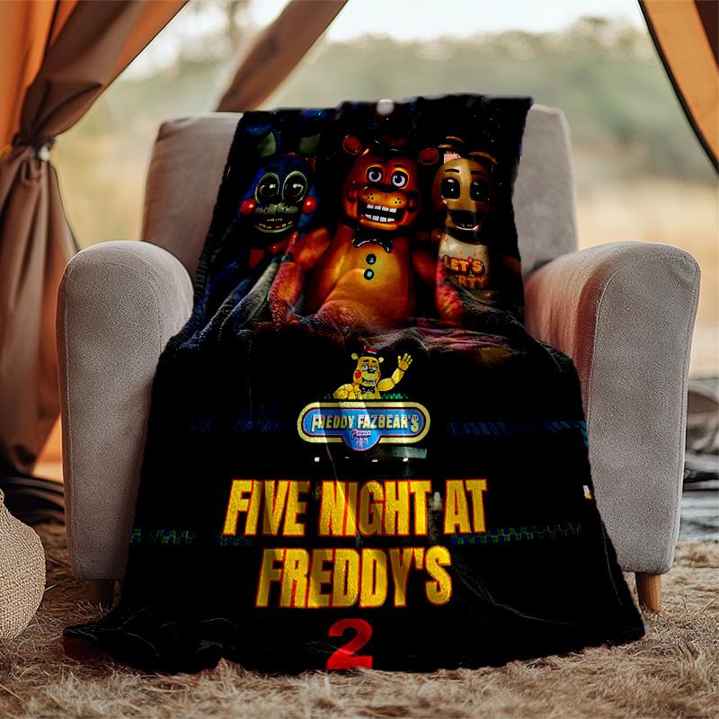 Freddy Bear Flannel Blanket Soft Warm All-Season Throw, Design for Camping, Car Travel, Hiking Sofa, Bed, Office Perfect Gift for Parties