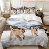 Pillowcase Quilt Cover Three-Piece Set,Lively Golden Retriever Snow Running Pattern,Strong And Durable,Machine Washable