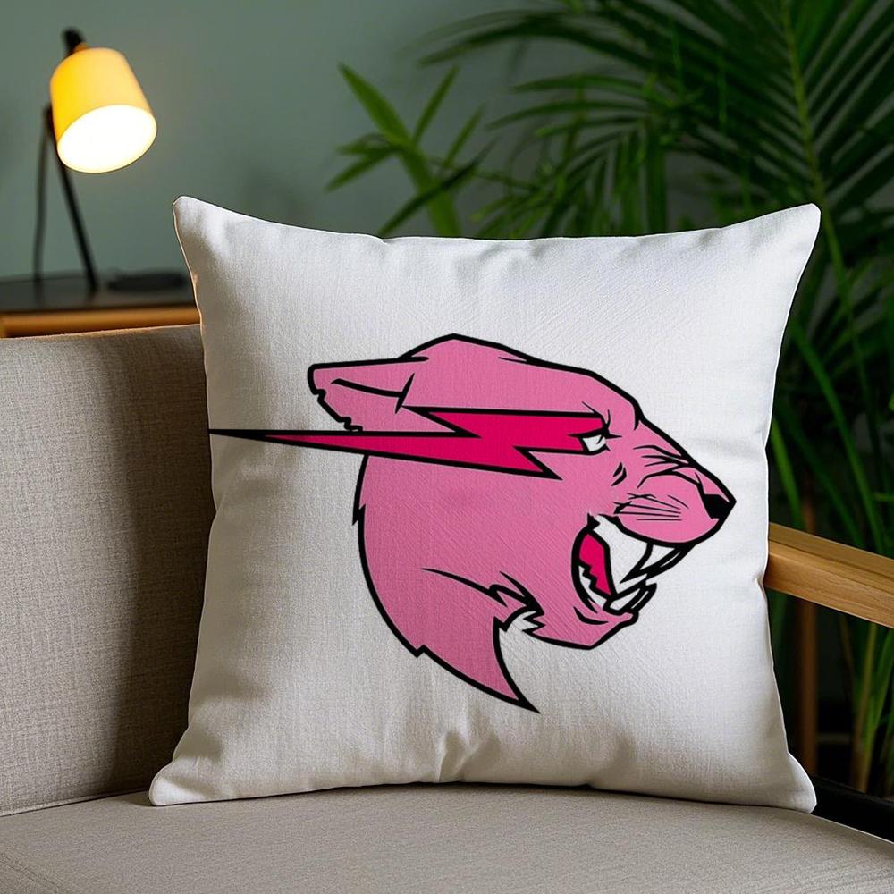 Funny Mr-B-Cute B-Beasts Cushion Cover Plush Fabric Soft Double-Sided Printed Invisible Zipper Sofa Pillow Case Home Decor