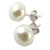 Les Trésors De Lily [H0471] - Silver Earrings 'Perla' Ivory White (flat) Silver (rhodium Plated) - 10 Mm