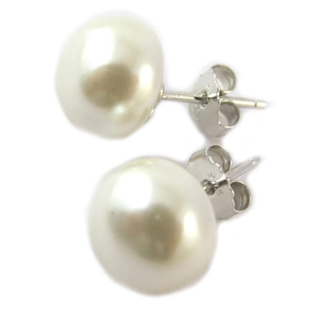 Les Trésors De Lily [H0471] - Silver Earrings 'Perla' Ivory White (flat) Silver (rhodium Plated) - 10 Mm