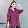 Velvet Fleece Hoodie Women's Thickened Loose Zipper Cardigan Outerwear Autumn Winter Casual Streetwear