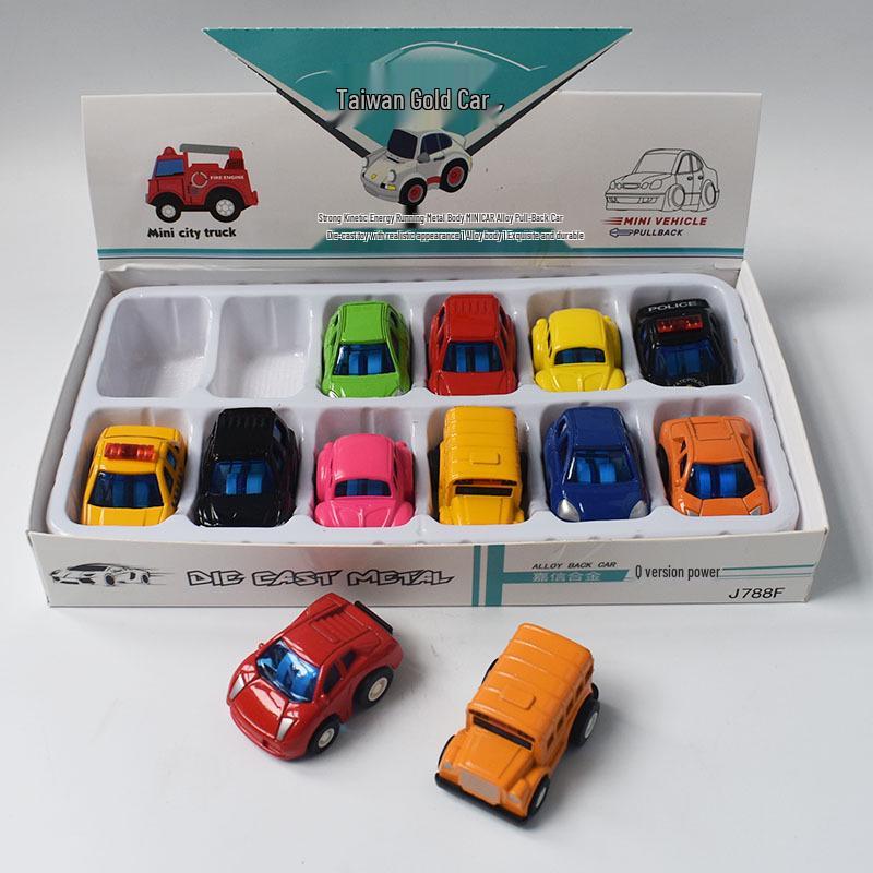 Set of 12 Mini Alloy Police Cars: 4.5 cm Pocket-Sized Toy Models