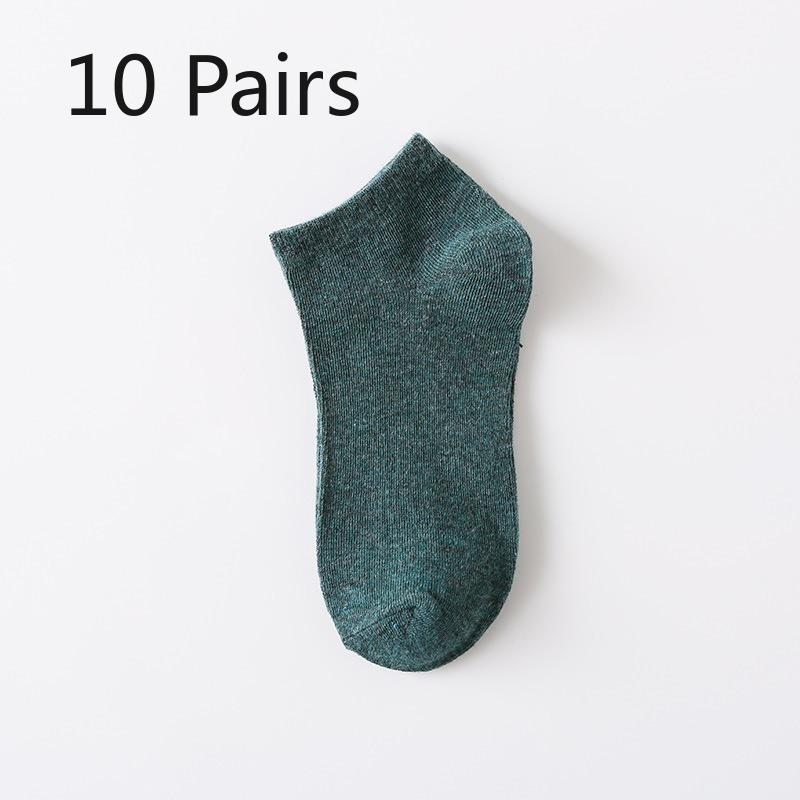 10 Pairs of Men's Boat Socks, Nude Socks, Solid-color Couple Short Socks, Retro Solid-color Cotton Sports Socks, Casual and Versatile